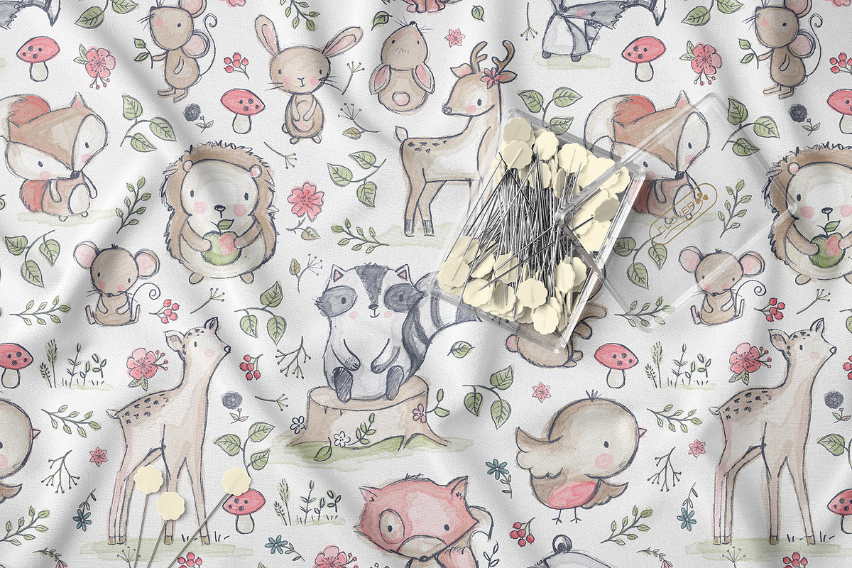 Cute Woodland Animals Pattern, a Pattern Graphic by StudioGlouna (Photo 2 of 5)