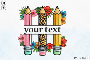 Personalized pencils with leopard pn, an Illustration by Libby Wishes
