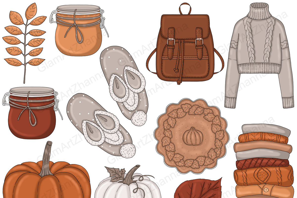 Autumn Clipart, a Seasonal Illustration by GlamArtZhanna (Photo 4 of 8)