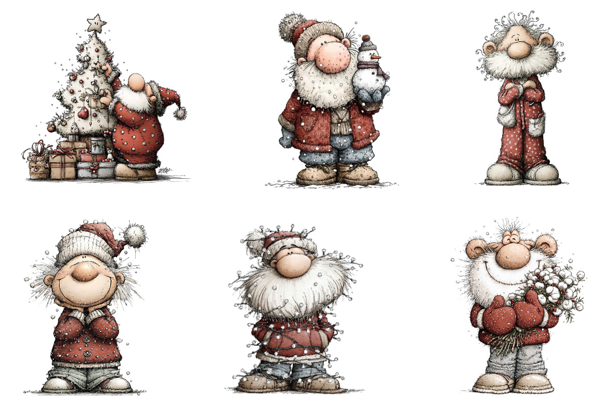 Whimsical Christmas Grandpa Clipart, an Illustration by designcity5 (Photo 4 of 5)