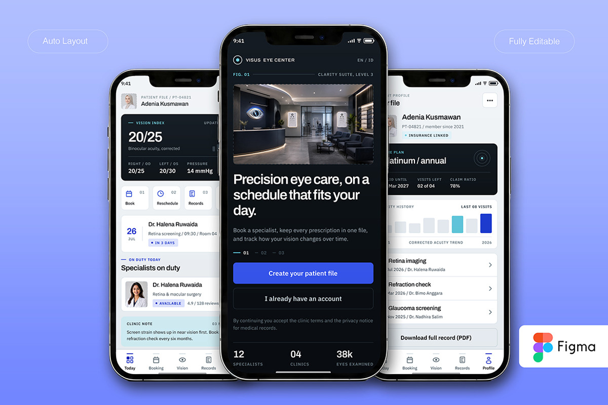 ]Eye Clinic Booking Mobile App, an UI Kit Template by Pitchlook.Studio (Photo 2 of 4)