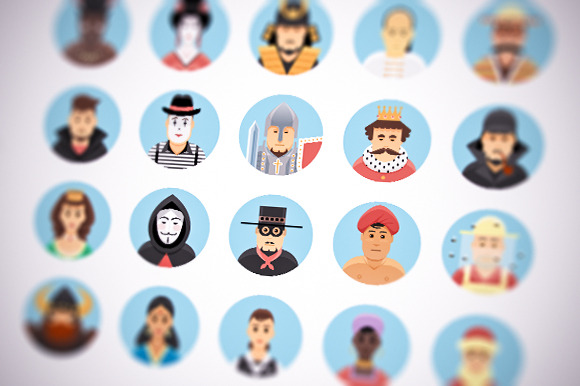 Flat vector persons icons set, an Icon by painterr