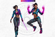 Urban Neon Witches Cliparts, a Person Illustration by ThatsDesignArt (Thumbnail 4 of 12)