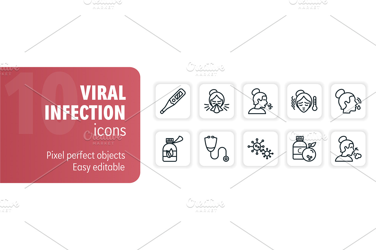 Set of viral infection icons, a Healthcare Illustration by Aimagenarium@gmail.com