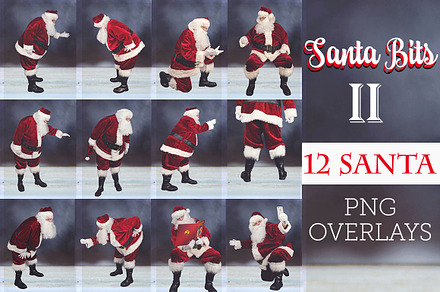 Santa Bits TWO - 12 PNG Overlays