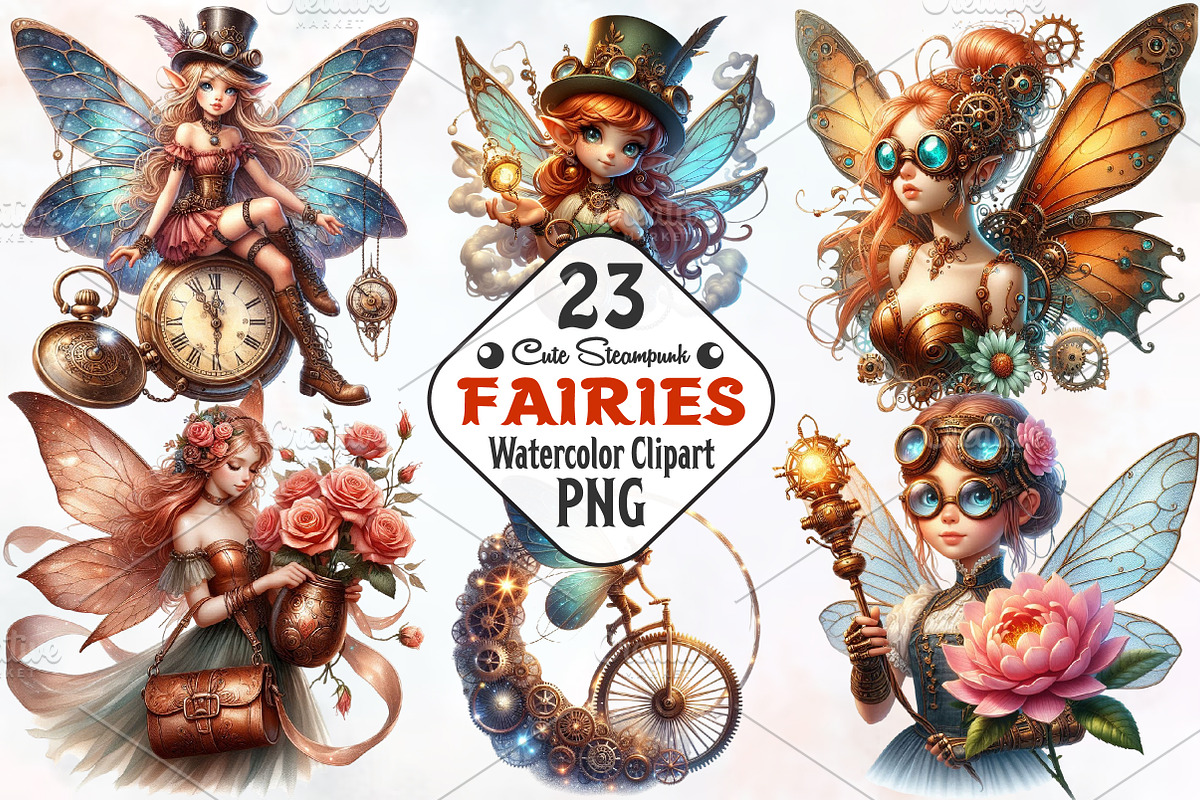 Steampunk Fairy Clipart PNG, an Illustration by RobertsArt (Photo 1 of 4)