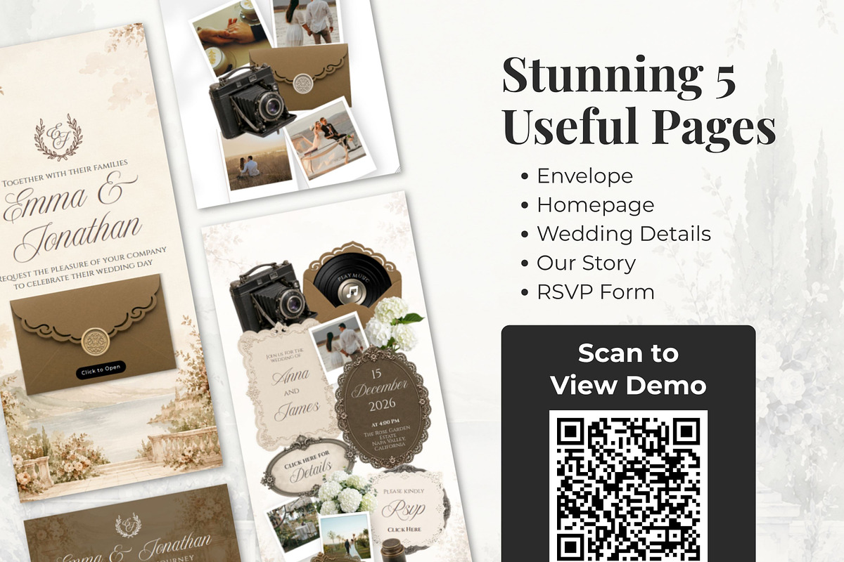 Vintage Brown Wedding Website, a Landing Page Template by Everyday Perfection (Photo 4 of 12)