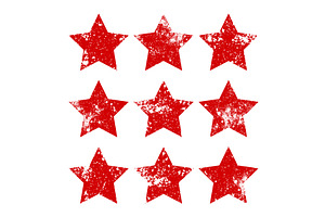 Red vintage stars with cracks and, an Object Illustration by 32pixels