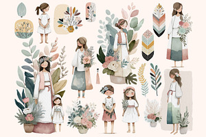 Boho Momma Clipart Collection