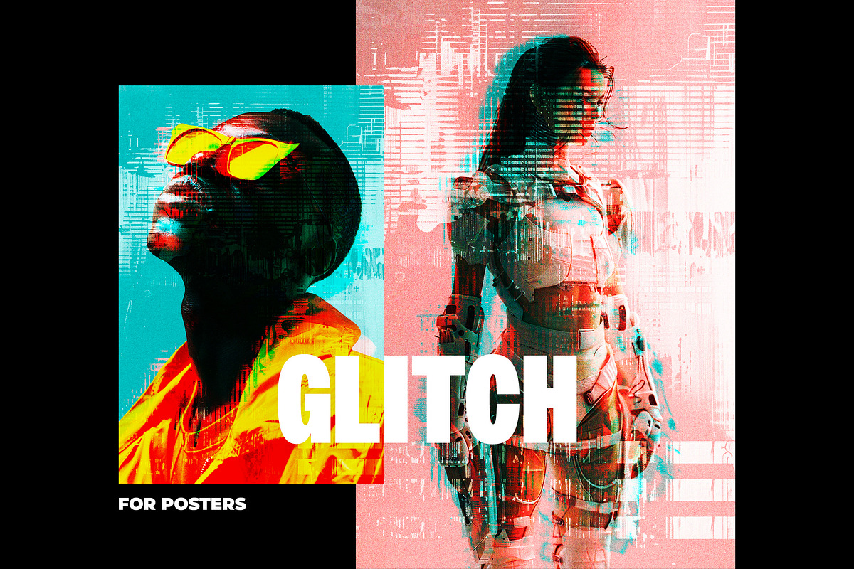 Glitched Distort Poster Effect, a Layer Style Add-On by Design Squad (Photo 1 of 4)