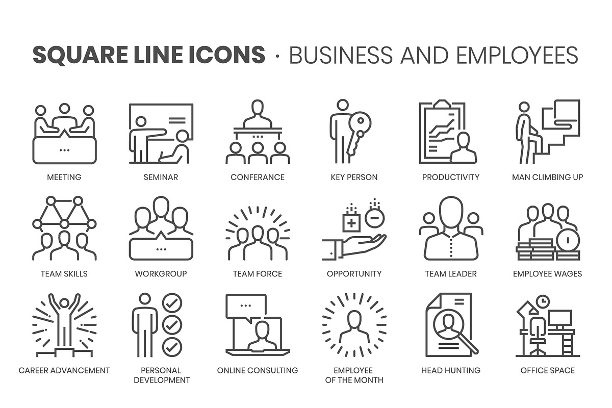 Square line icons, an Outline Icon by Howcolour (Photo 73 of 85)