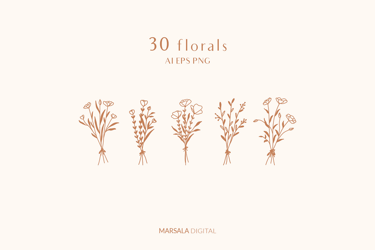 Floral Line Drawings Logo Elements, an Illustration by Kaya Fonts (Photo 3 of 10)