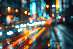 Traffic light trails in night city, a Photo by AlyaAnd