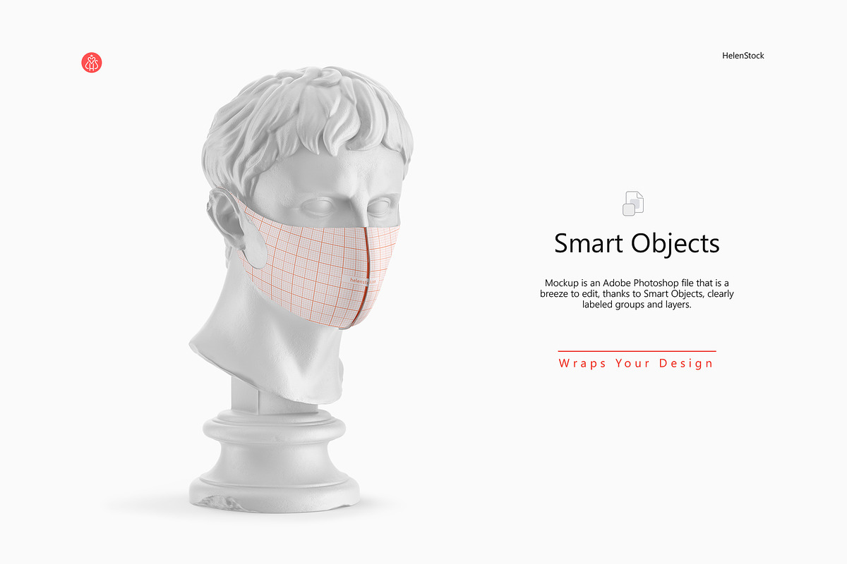 Face Mask on an Sculpture Mockup, a Mask Mockup by HelenStock (Photo 4 of 8)