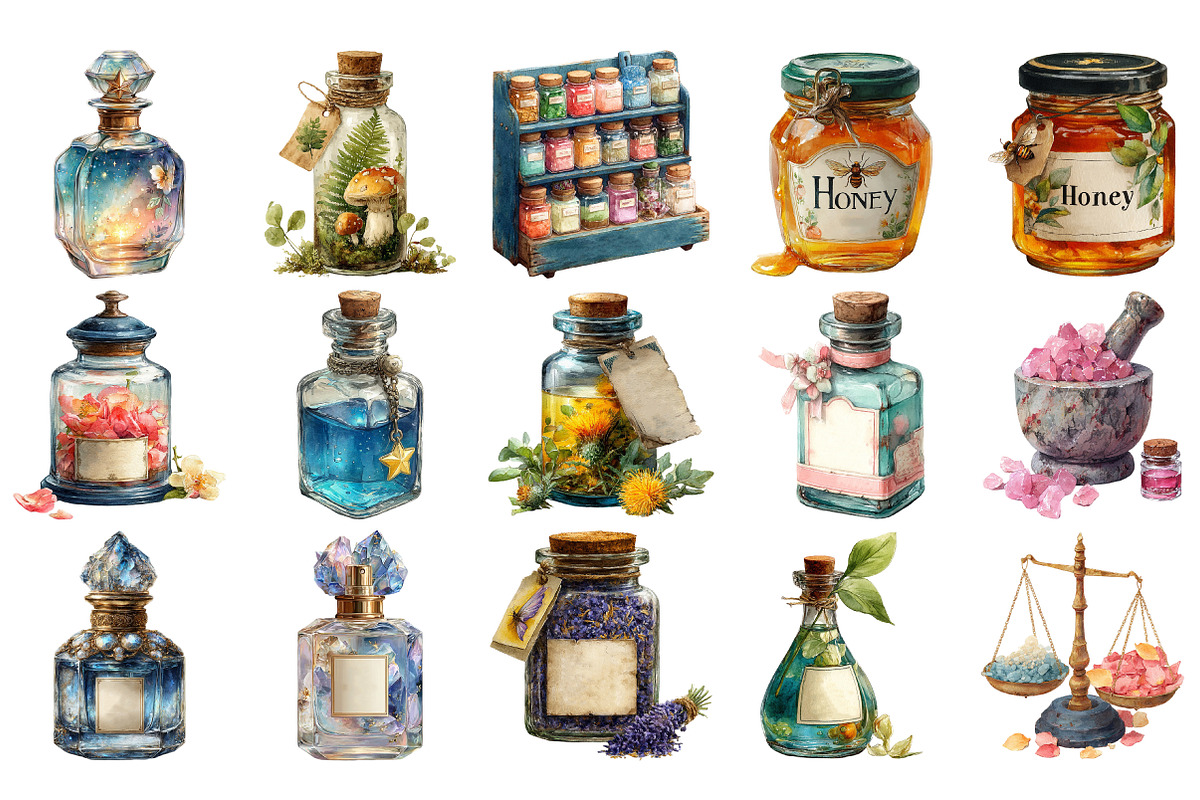 Fairy Apothecary Watercolor Clipart, an Illustration by Craft Nest (Photo 2 of 4)