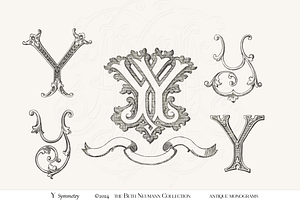 Antique Vintage Monogram Initial Y