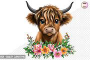 Boho Cow PNGs with Flowers Bundle, a Graphic by crative8112 (Thumbnail 5 of 9)
