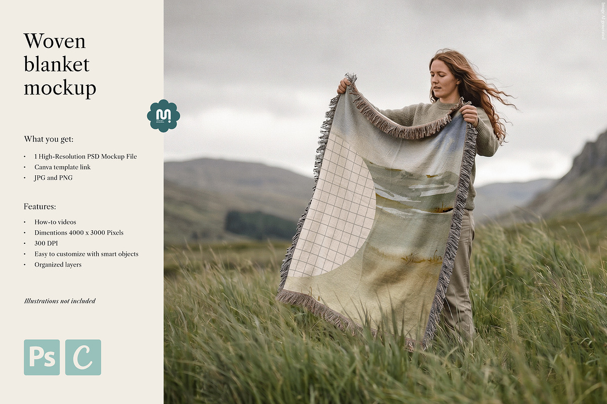 Woven Blanket Mockup, a Household Mockup by The Blue Bird (Photo 1 of 9)