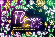Neon Spring Flowers Clipart PNG, a Decorative Illustration by Lenninator Digital (Thumbnail 1 of 6)