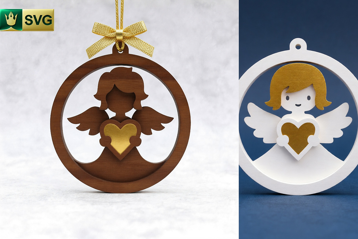 Angel Ornament 3D Layered SVG Cut, an Object Graphic by pixaroma (Photo 10 of 10)