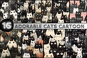 Adorable Cats Cartoon Pattern, a Pattern Graphic by Printable Treasure (Thumbnail 1 of 7)
