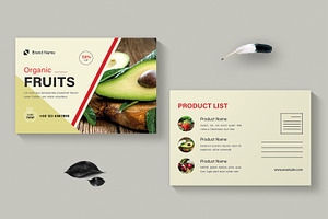 Organic Fruits Post Card Design, a Card Template by MightyDesign
