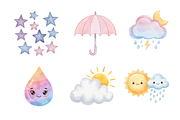 Watercolor Weather Clipart, a Seasonal Illustration by BerryPieArt (Thumbnail 3 of 4)