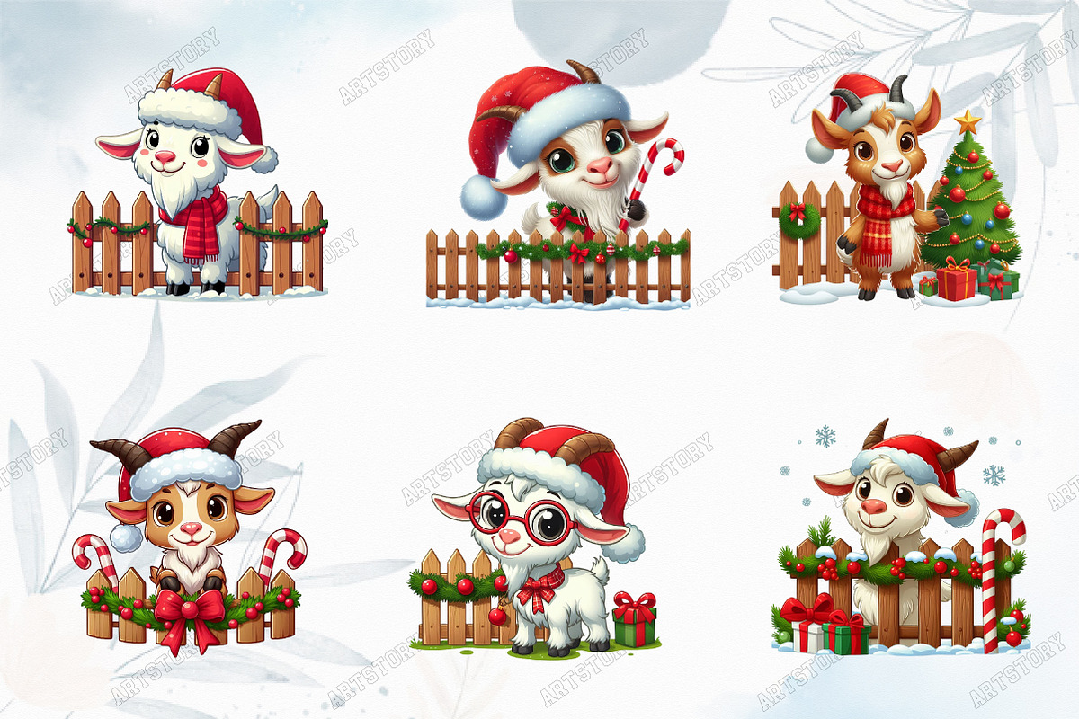 Funny Christmas Goat with Fence PNG, an Object Graphic by designcity5 (Photo 2 of 5)
