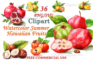 Watercolor Summer Hawaiian Fruits