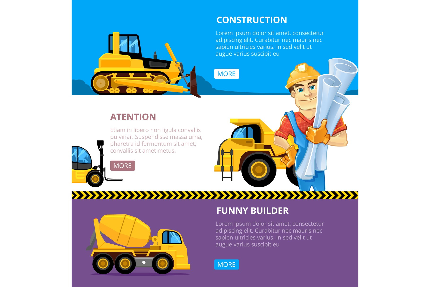 construct machines web banners | Transportation Illustrations ...