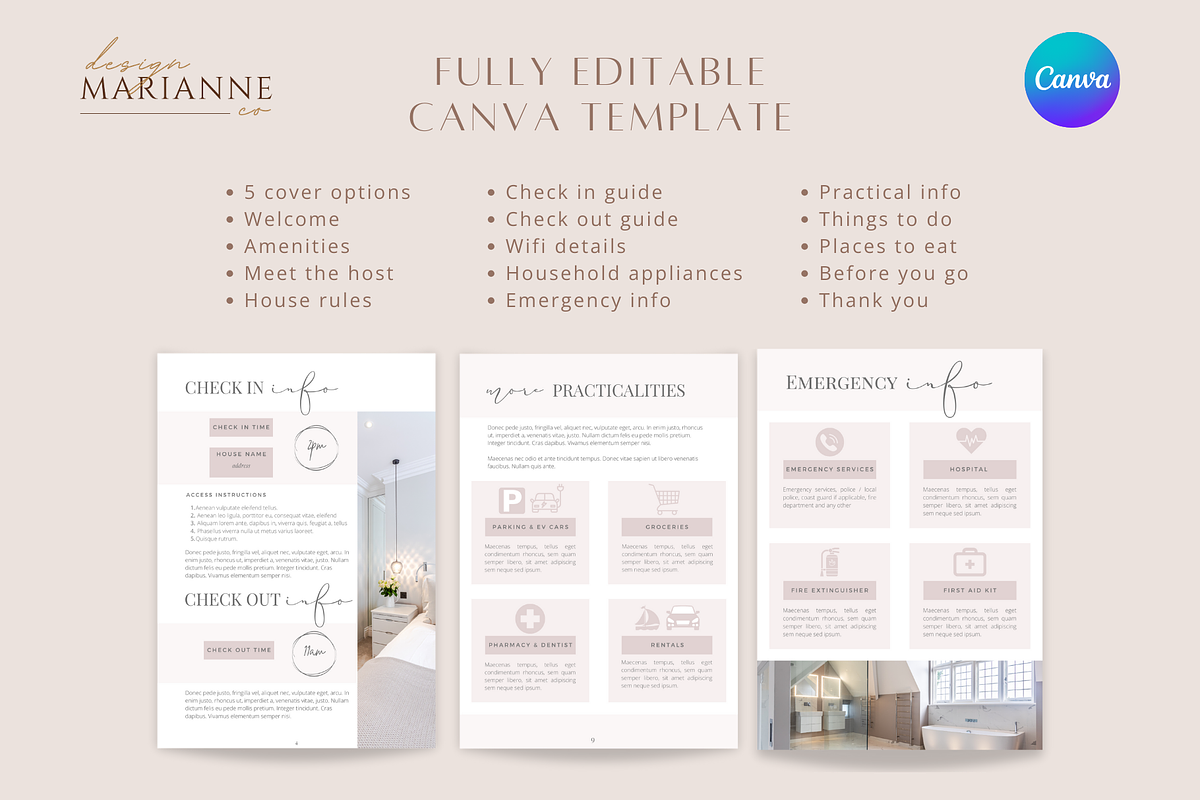 Airbnb Welcome Book Canva Template, a Templates & Theme by Marianne Design Co (Photo 3 of 7)