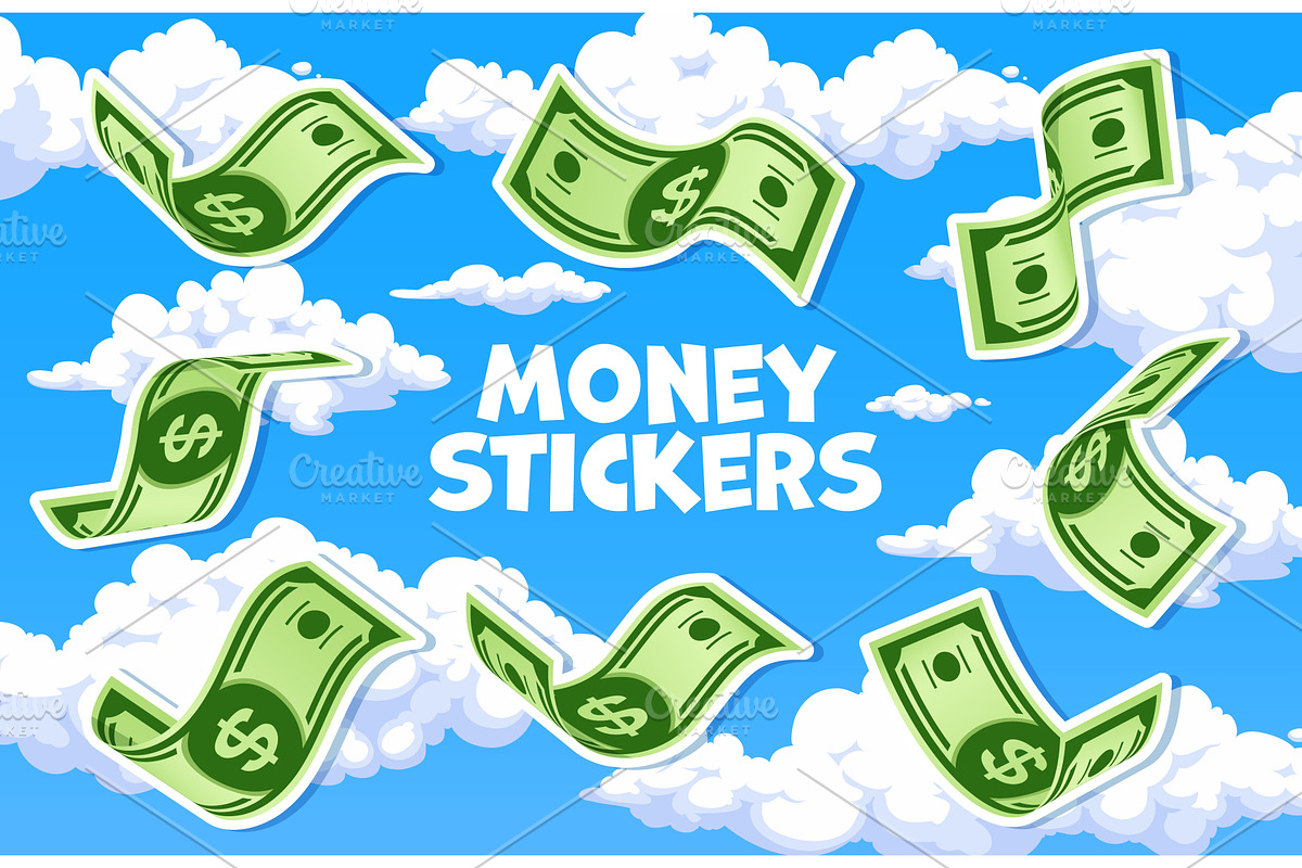 Flying cartoon dollar money, a Finance Illustration by Vector Tradition