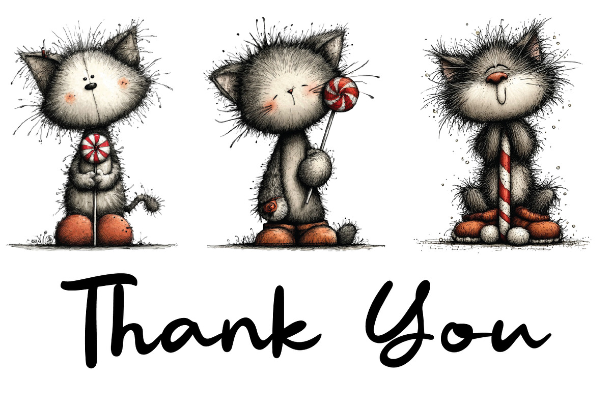 Whimsical Cats Christmas Clipart, an Illustration by CraftArtStudio (Photo 6 of 6)