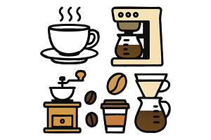 Coffee Brewing Icons Set, an Object Graphic by RT Studio