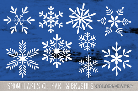 Snowflakes Clipart/ Brushes/Stamps