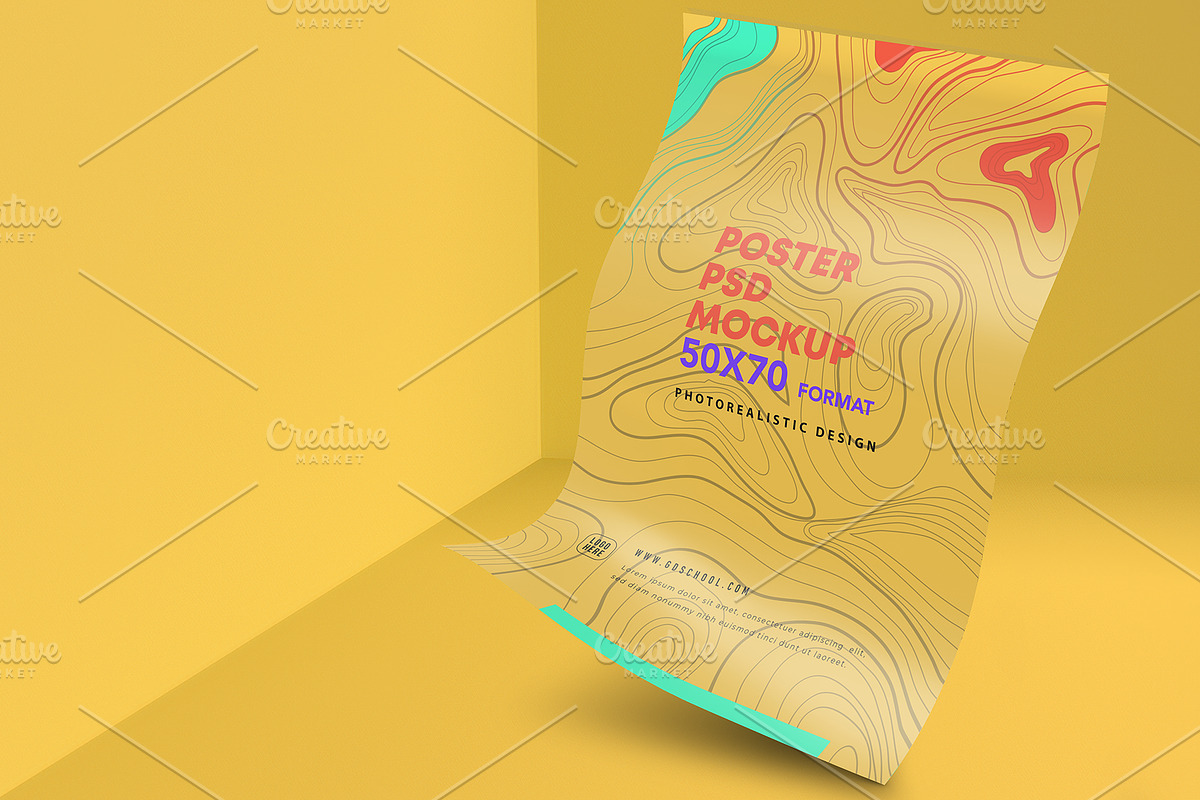 Realistic 3D Poster PSD Mockup, a Print Template by Sinlatown (Photo 4 of 5)