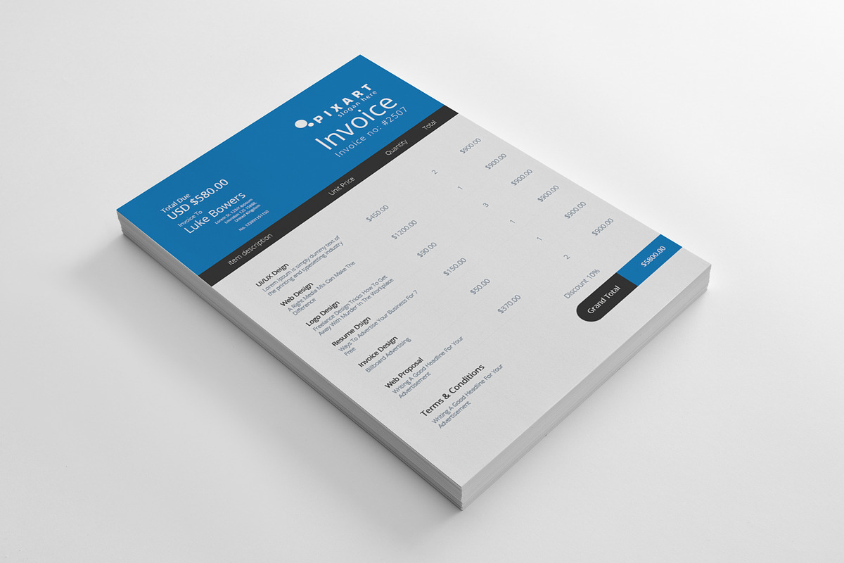 INVOICE, a Stationery Template by Graphicalark (Photo 2 of 3)