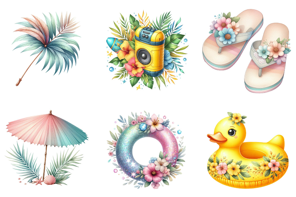 Summer Pool Day Clipart, a Seasonal Illustration by DreamArtGraphic (Photo 2 of 4)