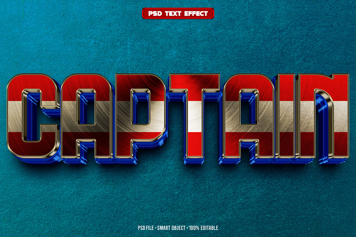 Captain 3D editable text effect, a Layer Style Add-On by Hello Muh (Photo 1 of 2)