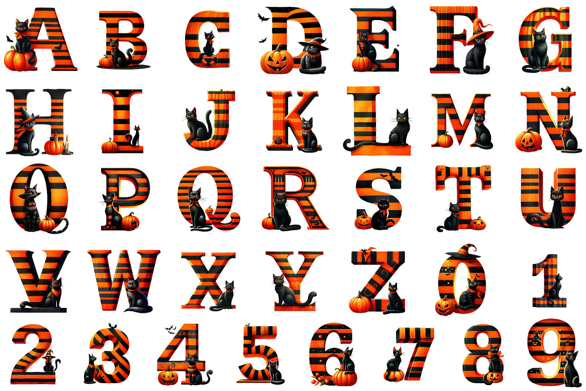 Retro Halloween Letter Clipart Bundl, an Illustration by DreamArtGraphic (Photo 2 of 2)