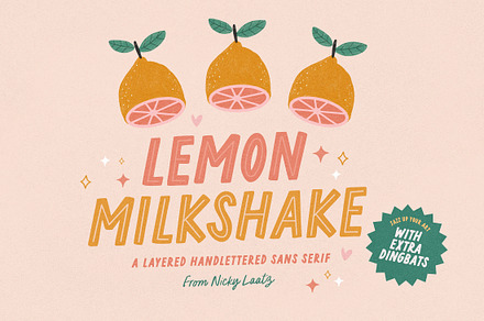 Lemon Milkshake Typeface and Dings, a Font by Nicky Laatz