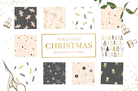 30 Pink and gold Christmas patterns