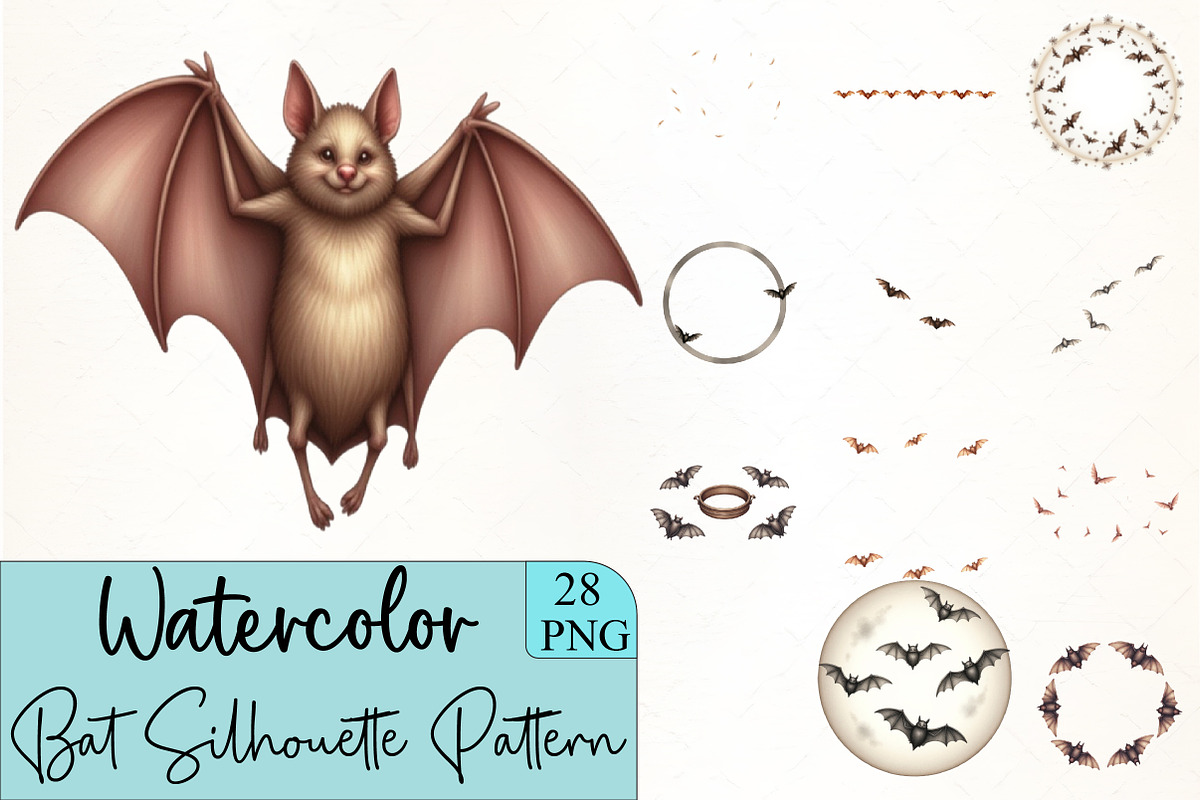Bat Silhouette Pattern Clipart, an Illustration by CrexoraLab (Photo 1 of 5)