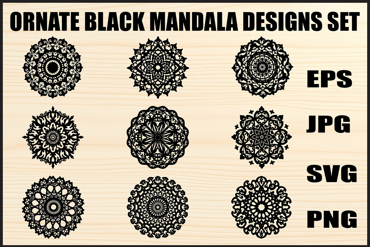 Ornate Black Mandala Designs Set, an Object Graphic by jahid234 (Photo 1 of 10)