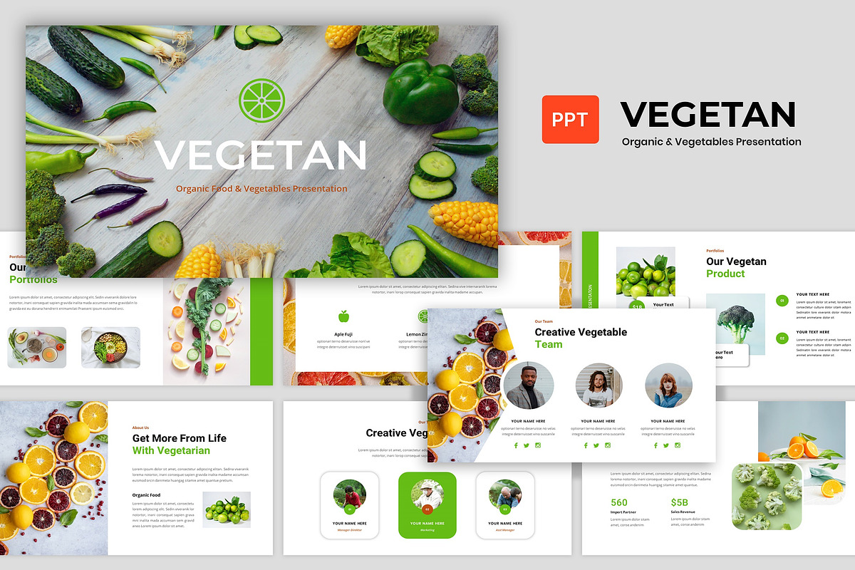 Organic Food & Vegetable Powerpoint, a Presentation Template by BumbleGraph Studio (Photo 1 of 5)