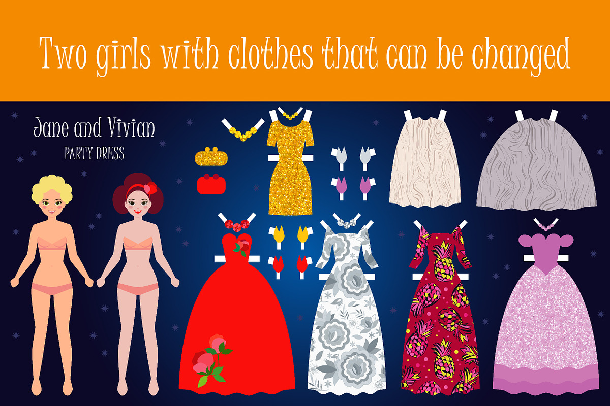 Party dress., an Illustration by Shop seamless patterns
