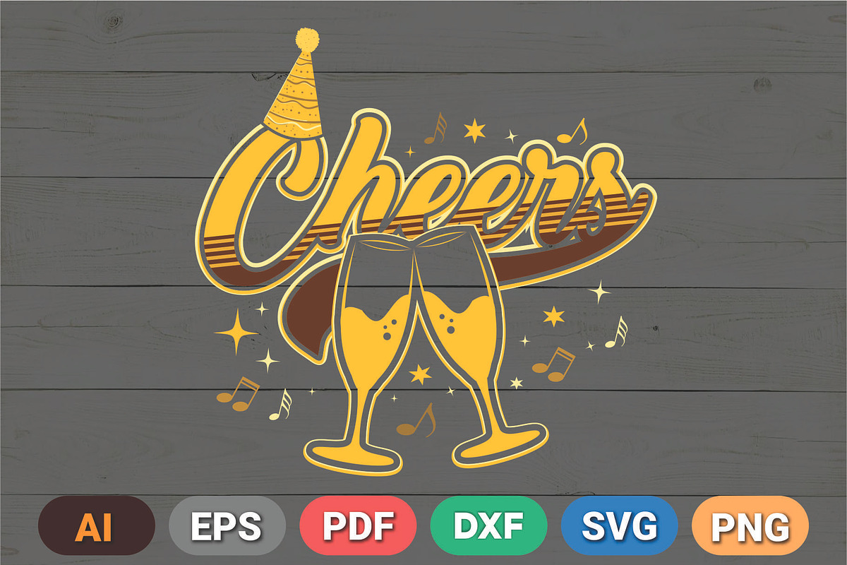 Cheers Digital T-Shirt Design, a Graphic by Vector Portal (Photo 5 of 6)