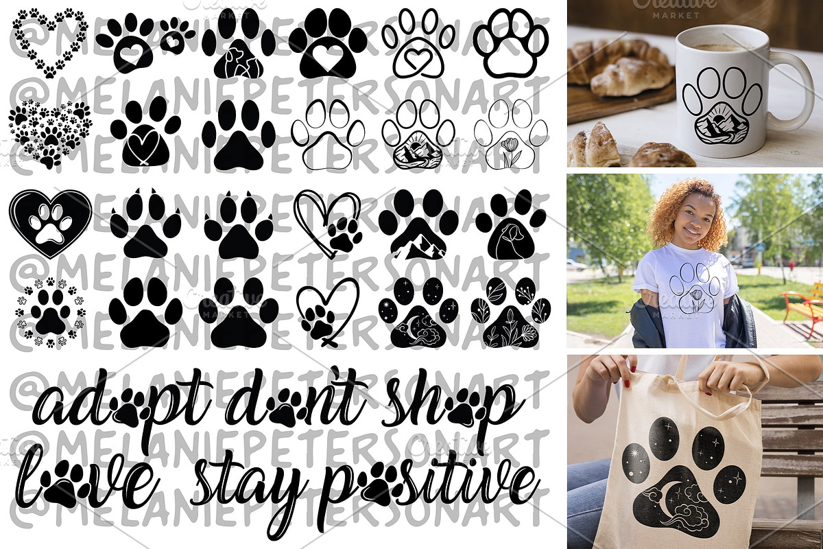 Dog Paw Print SVG Bundle, an Animal Illustration by Melanie Peterson