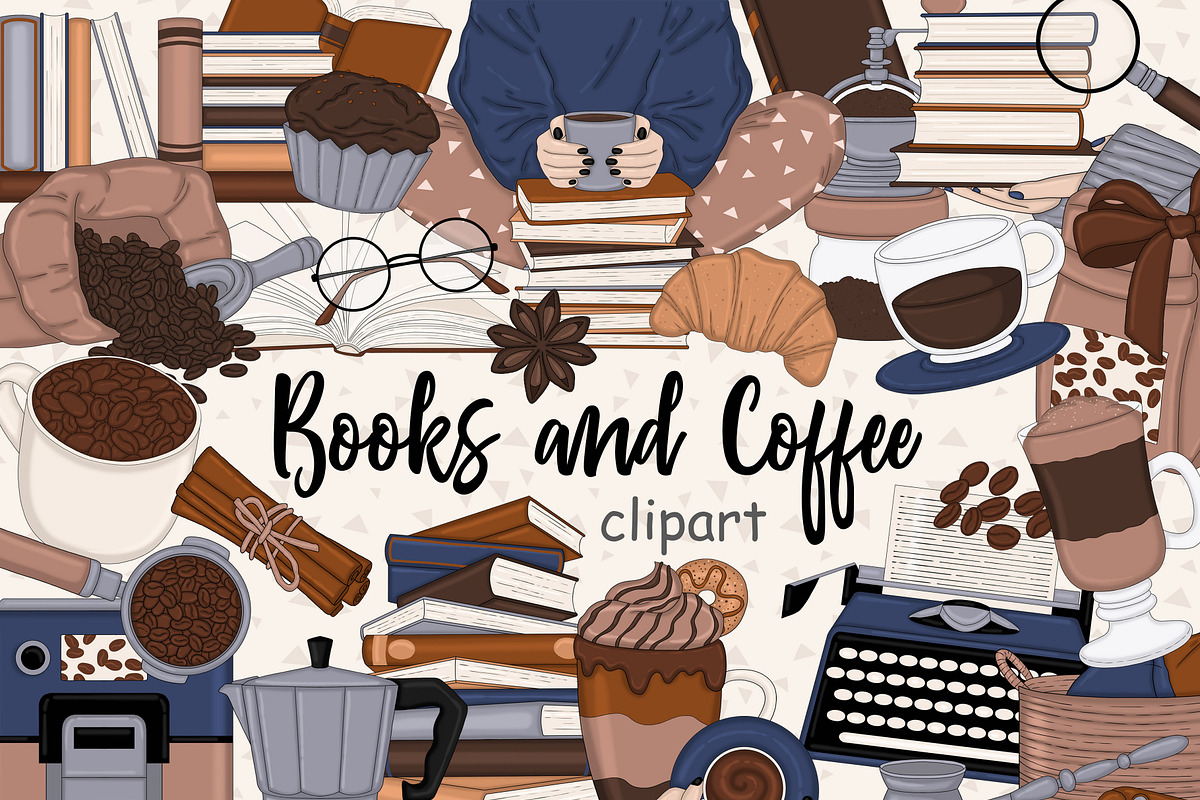 Books And Coffee Clipart, a Food Illustration by GlamArtZhanna (Photo 1 of 7)