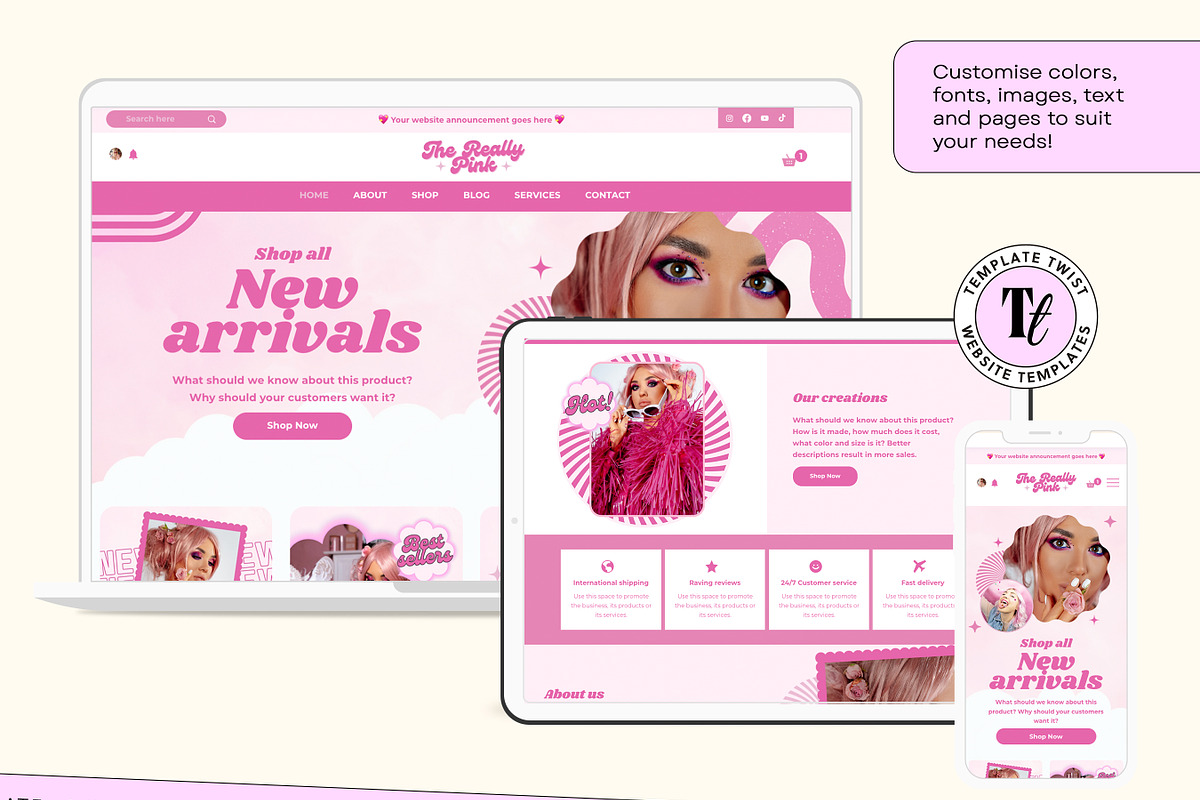 Pink Wix Studio Website Template, a Wix Template by Template Twist Shop (Photo 7 of 9)